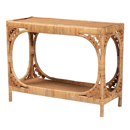 Bali & Pari Ramona Modern Bohemian Light Honey Rattan Console Table 238-13395-ZORO